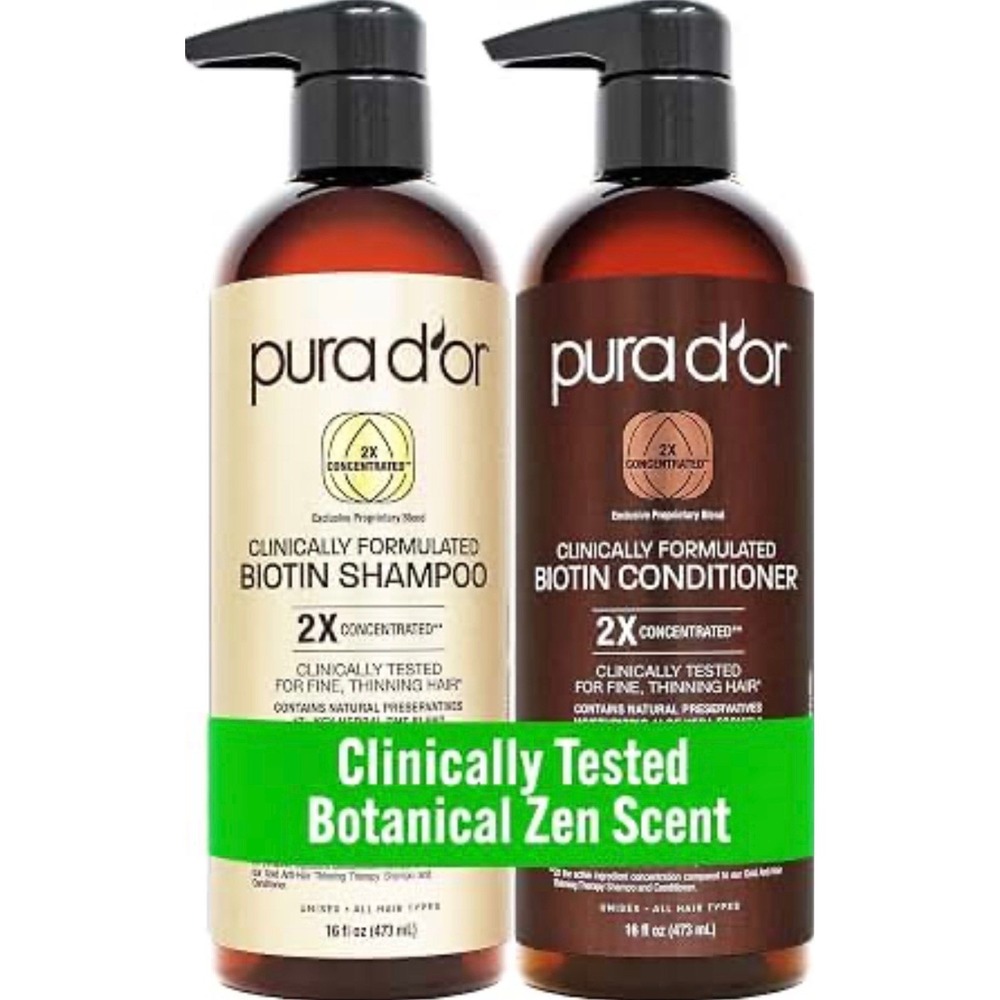 Pura D'or Biotin Shampoo & Conditioner Set 2X Concentrated 16 oz